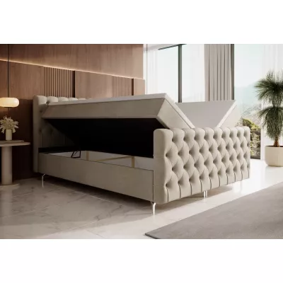 Čalouněná postel 140x200 ADRIA COMFORT PLUS s úložným prostorem - béžová