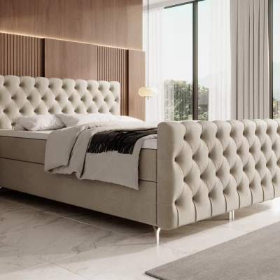 Čalouněná postel 200x200 ADRIA COMFORT PLUS s úložným prostorem - béžová