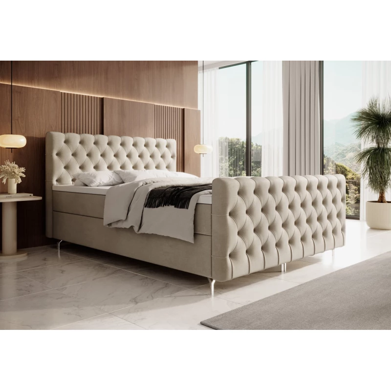 Čalouněná postel 200x200 ADRIA COMFORT PLUS s úložným prostorem - béžová