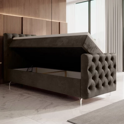 Čalouněná postel 80x200 ADRIA PLUS s úložným prostorem - levá, hnědá