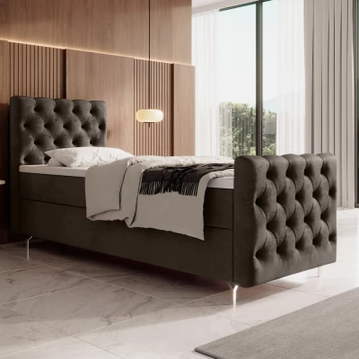 Čalouněná postel 80x200 ADRIA PLUS s úložným prostorem - pravá, hnědá