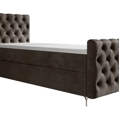Čalouněná postel 90x200 ADRIA PLUS s úložným prostorem - pravá, hnědá