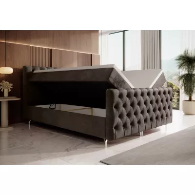 Čalouněná postel 200x200 ADRIA PLUS s úložným prostorem - hnědá