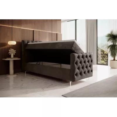 Čalouněná postel 80x200 ADRIA COMFORT PLUS s úložným prostorem - levá, hnědá