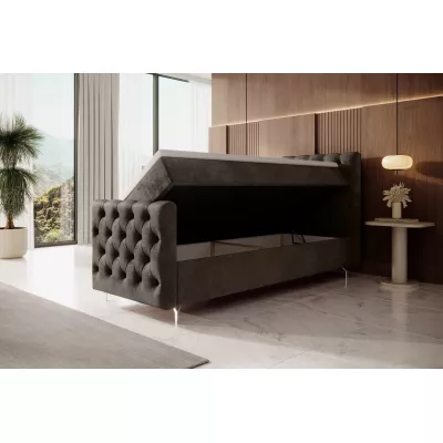 Čalouněná postel 80x200 ADRIA COMFORT PLUS s úložným prostorem - pravá, hnědá