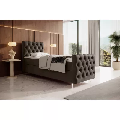 Čalouněná postel 80x200 ADRIA COMFORT PLUS s úložným prostorem - pravá, hnědá