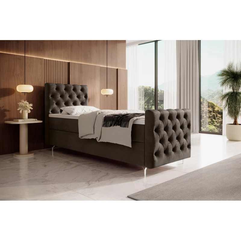 Čalouněná postel 90x200 ADRIA COMFORT PLUS s úložným prostorem - levá, hnědá