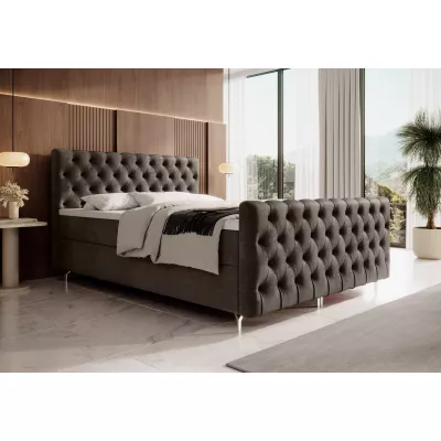 Čalouněná postel 140x200 ADRIA COMFORT PLUS s úložným prostorem - hnědá