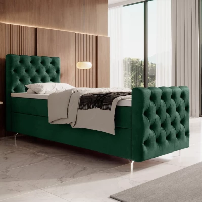 Čalouněná postel 80x200 ADRIA PLUS s úložným prostorem - pravá, zelená