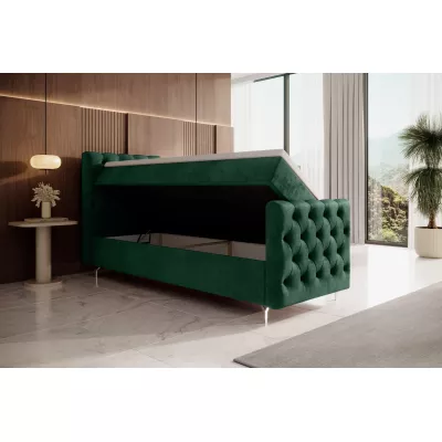 Čalouněná postel 90x200 ADRIA PLUS s úložným prostorem - levá, zelená