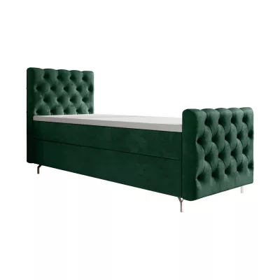 Čalouněná postel 90x200 ADRIA PLUS s úložným prostorem - pravá, zelená