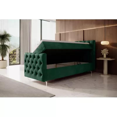 Čalouněná postel 90x200 ADRIA PLUS s úložným prostorem - pravá, zelená