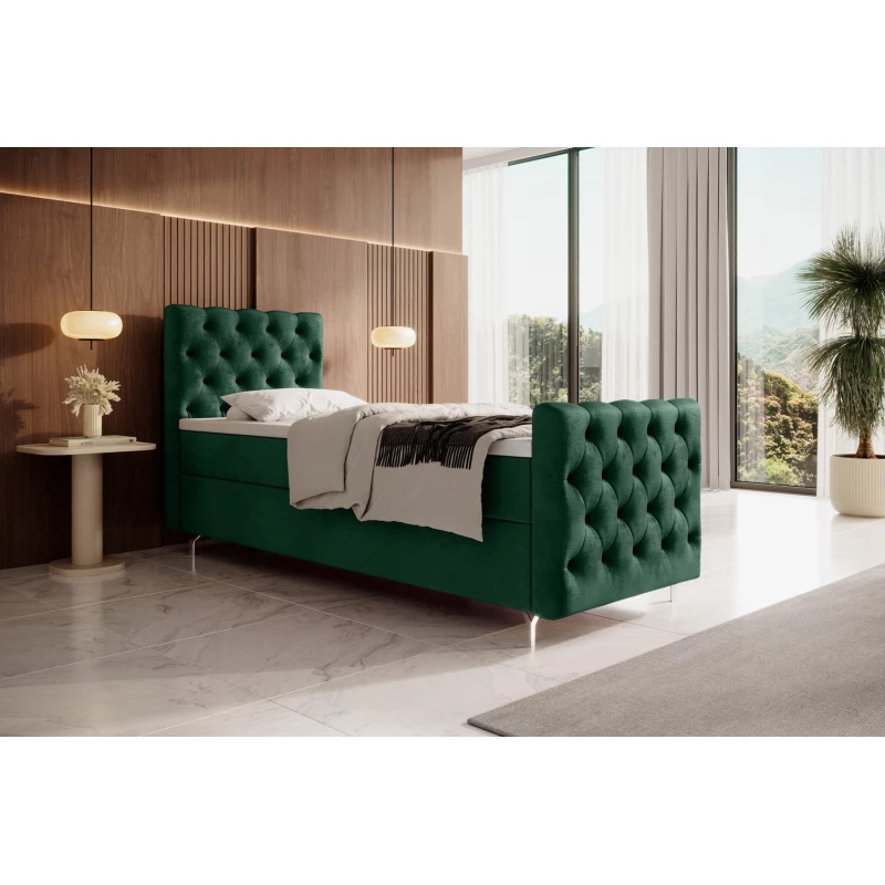 Čalouněná postel 80x200 ADRIA COMFORT PLUS s úložným prostorem - levá, zelená