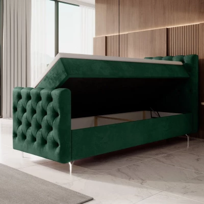 Čalouněná postel 80x200 ADRIA COMFORT PLUS s úložným prostorem - pravá, zelená
