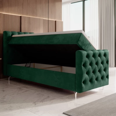 Čalouněná postel 90x200 ADRIA COMFORT PLUS s úložným prostorem - levá, zelená