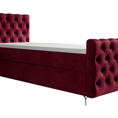 Čalouněná postel 80x200 ADRIA PLUS s úložným prostorem - levá, červená
