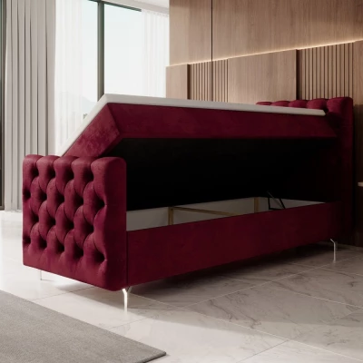 Čalouněná postel 80x200 ADRIA PLUS s úložným prostorem - pravá, červená