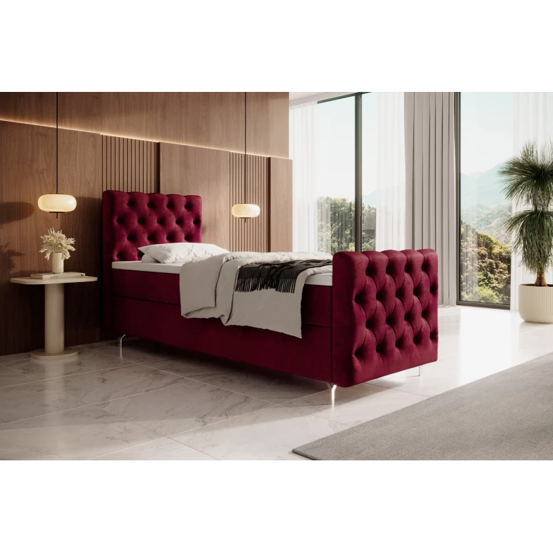 Čalouněná postel 90x200 ADRIA PLUS s úložným prostorem - levá, červená