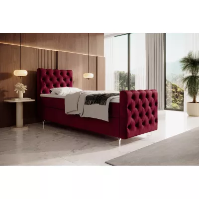 Čalouněná postel 90x200 ADRIA PLUS s úložným prostorem - pravá, červená