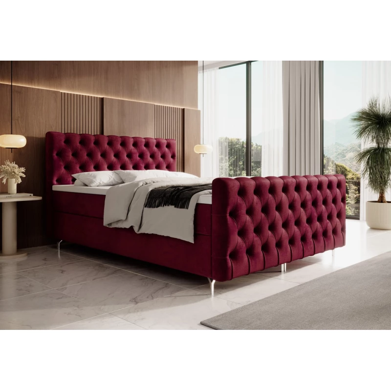 Čalouněná postel 140x200 ADRIA PLUS s úložným prostorem - červená