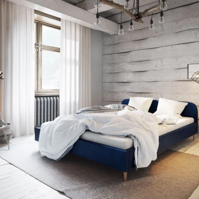 Čalouněná postel s úložným prostorem LETICIA - 160x200, modrá
