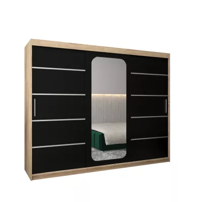 Zrcadlová skříň DONICELA 3 - 250 cm, sonoma / černá