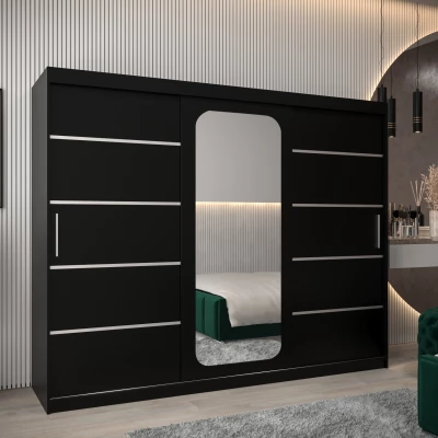 Zrcadlová skříň DONICELA 3 - 250 cm, černá