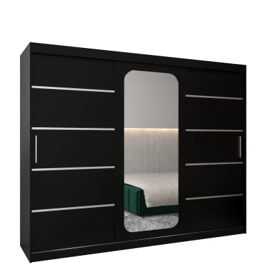 Zrcadlová skříň DONICELA 3 - 250 cm, černá