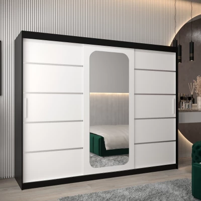 Zrcadlová skříň DONICELA 3 - 250 cm, černá / bílá