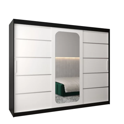 Zrcadlová skříň DONICELA 3 - 250 cm, černá / bílá