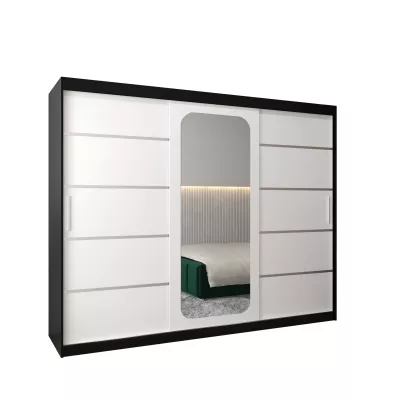Zrcadlová skříň DONICELA 3 - 250 cm, černá / bílá