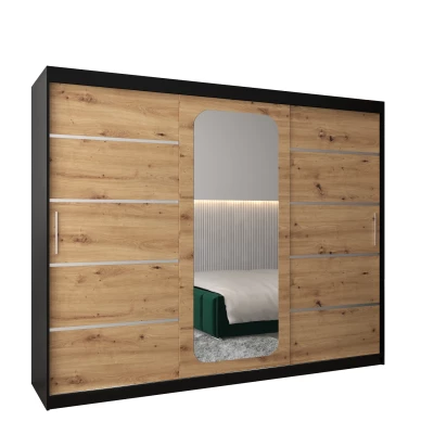 Zrcadlová skříň DONICELA 3 - 250 cm, černá / artisan