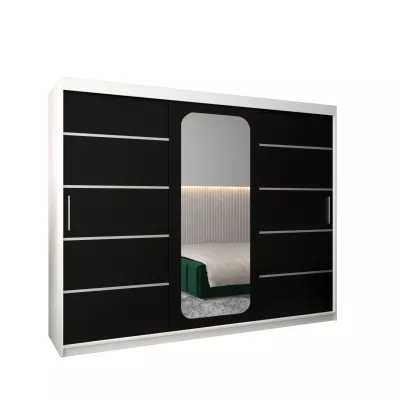 Zrcadlová skříň DONICELA 3 - 250 cm, bílá / černá