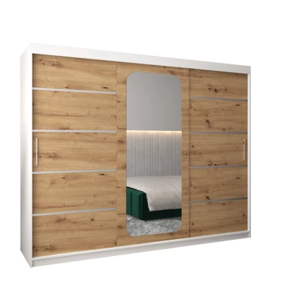 Zrcadlová skříň DONICELA 3 - 250 cm, bílá / artisan