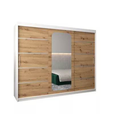 Zrcadlová skříň DONICELA 3 - 250 cm, bílá / artisan