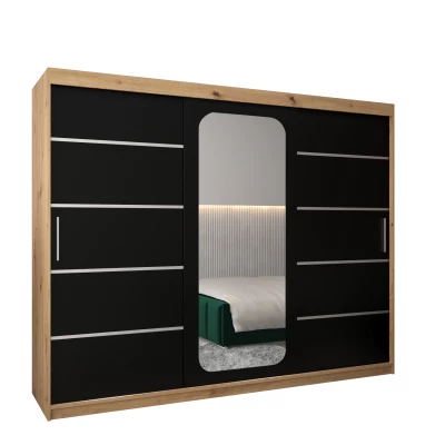 Zrcadlová skříň DONICELA 3 - 250 cm, artisan / černá