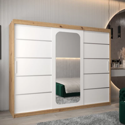 Zrcadlová skříň DONICELA 3 - 250 cm, artisan / bílá