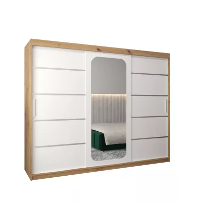 Zrcadlová skříň DONICELA 3 - 250 cm, artisan / bílá