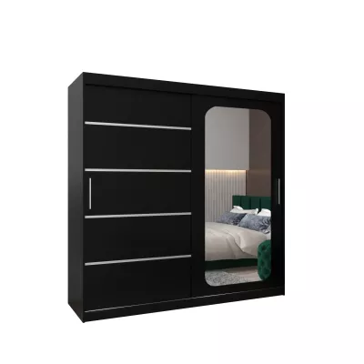 Zrcadlová skříň DONICELA 3 - 200 cm, černá