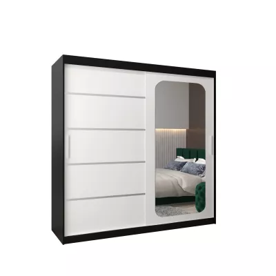 Zrcadlová skříň DONICELA 3 - 200 cm, černá / bílá