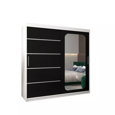 Zrcadlová skříň DONICELA 3 - 200 cm, bílá / černá
