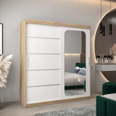 Zrcadlová skříň DONICELA 3 - 180 cm, sonoma / bílá