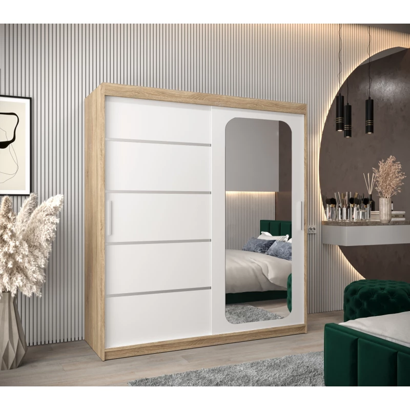 Zrcadlová skříň DONICELA 3 - 180 cm, sonoma / bílá