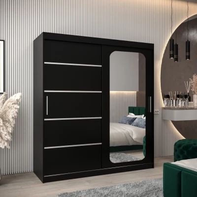 Zrcadlová skříň DONICELA 3 - 180 cm, černá