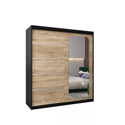 Zrcadlová skříň DONICELA 3 - 180 cm, černá / sonoma