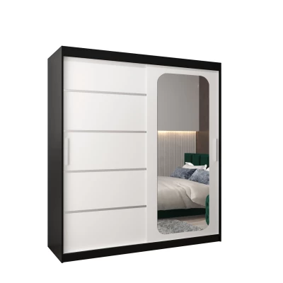Zrcadlová skříň DONICELA 3 - 180 cm, černá / bílá