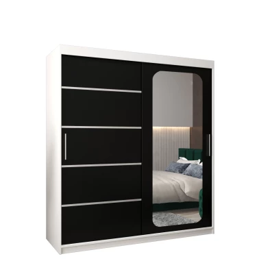 Zrcadlová skříň DONICELA 3 - 180 cm, bílá / černá
