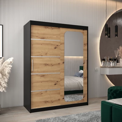 Zrcadlová skříň DONICELA 3 - 150 cm, černá / artisan