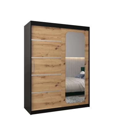 Zrcadlová skříň DONICELA 3 - 150 cm, černá / artisan