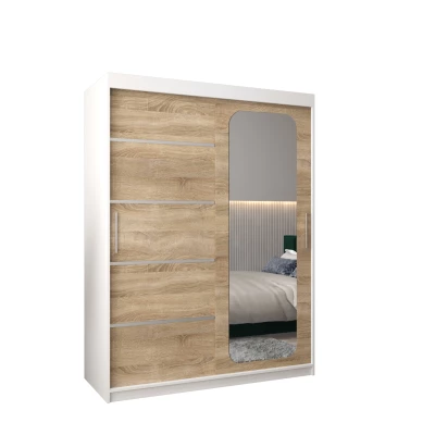 Zrcadlová skříň DONICELA 3 - 150 cm, bílá / sonoma